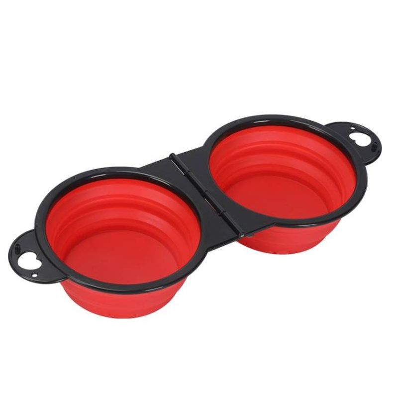 Pet Dog Folding Bowl Portable All-in-One Outdoor Double Bowl_voghion.com