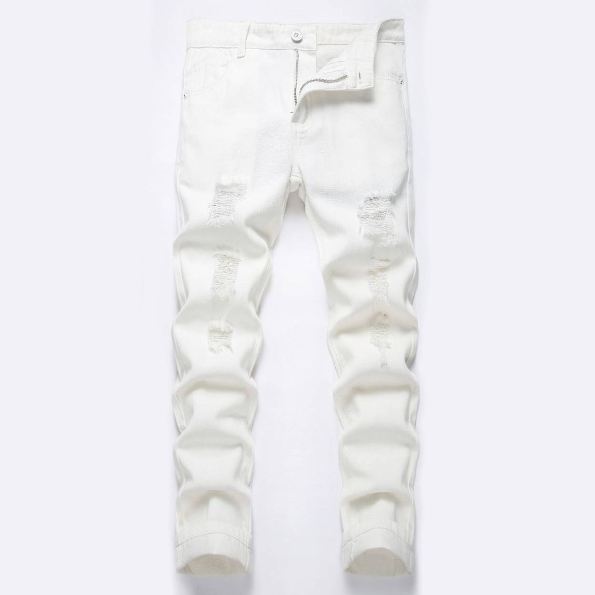 Weiße Stretch-Jeanshose mit geradem Schnitt für Jungen_voghion.com