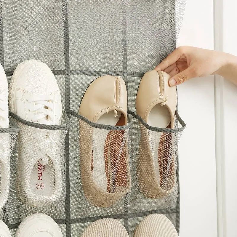 Family Organizer Over-The-Door Mesh Shoe Organizer 12 Pocket Hanging Storage Bag For Closet Entryway Dorm Space Saving Wall Mount Rack_voghion.com