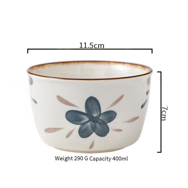 Bluebell Ceramic Rice Bowls Set - Elegant 4.5-Inch Small Dishes For Dining Stylish Home Tableware (Dishwasher & Microwave Safe Premium Glaze Finish)​_voghion.com