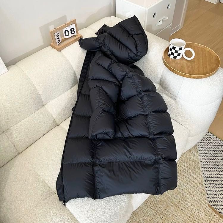 2025 New Women's Mid-Length Puffer Down Jacket - 90% White Duck Down, Soft, Minimalist, Loose Winter Outerwear_voghion.com