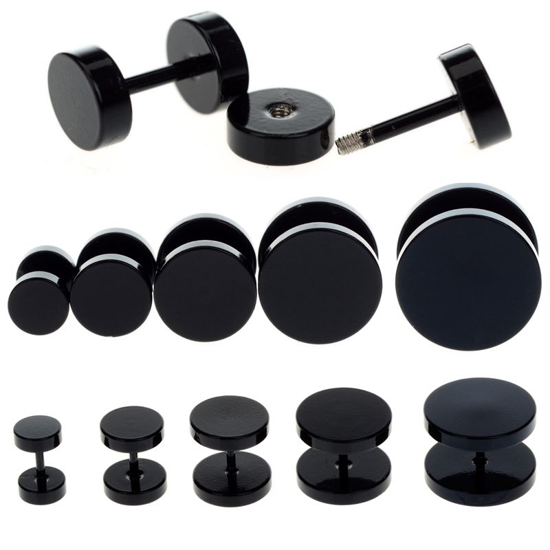 Orecchini Piercing Garofano, Nero, Acciaio Inossidabile, 6-14mm, 2 pezzi_voghion.com