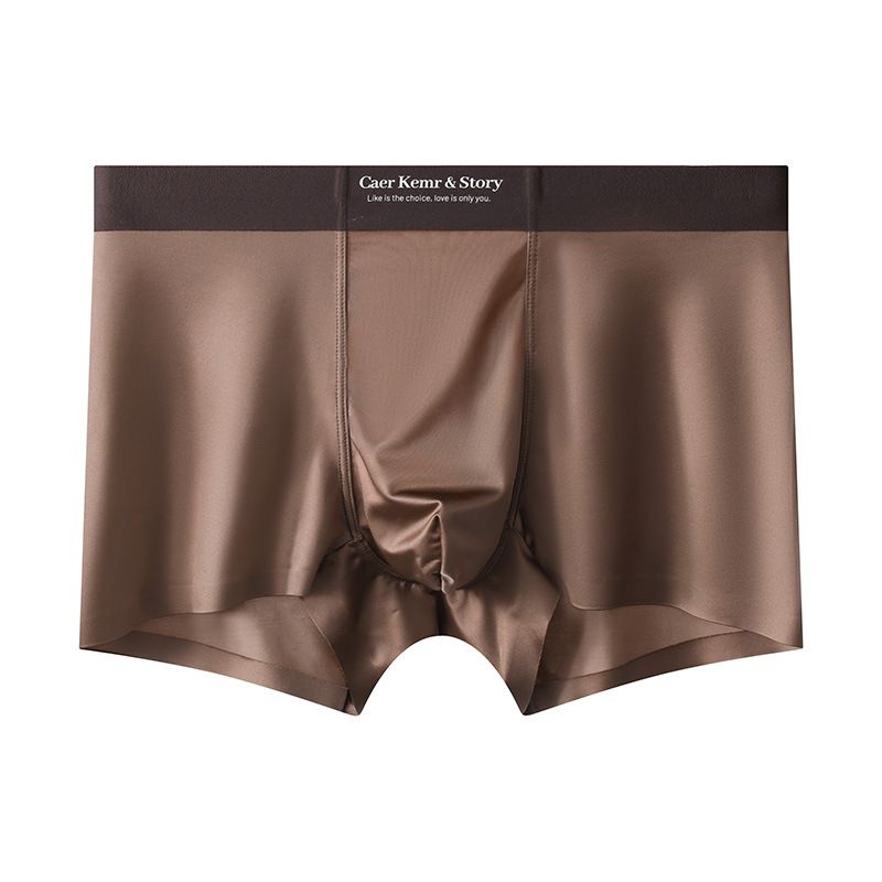 Intimo da uomo Ice Silk Light Luxury Satin 10A Antibatterico Nude Comodo Setoso Morbido Sottile Boxer Slip per Ragazzi_voghion.com