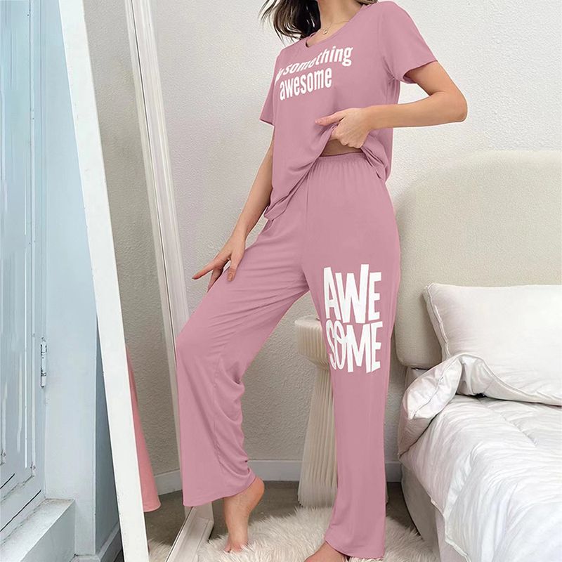 Pyjama d'été pour femmes, ameublement de maison, imprimé, pantalon à manches courtes, ensemble pouvant être porté_voghion.com