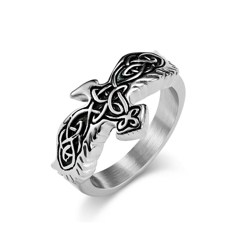 Bague rétro nordique celtique éternelle en acier titane, symbole culturel de personnalité de niche, bijoux à la main_voghion.com