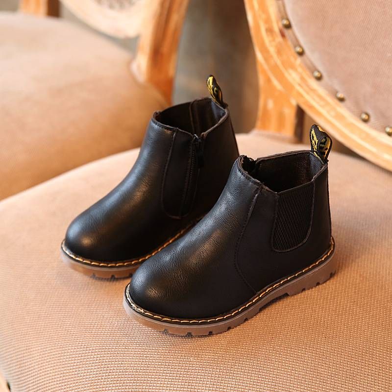 Spring and autumn new children's shoes boys ankle boots British leather boots girls single boots vintage children's single shoes_voghion.com