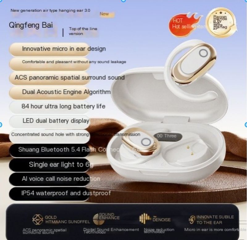 Explosive Hanging Ear OWS Noise Cancelling Bluetooth Wireless Earphones TWS Can Rotate 130 ° Without Entering The Ear_voghion.com