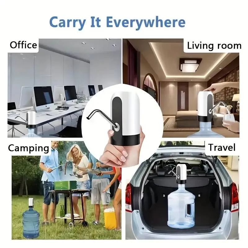 Pompe à eau électrique rechargeable par USB – Distributeur automatique pour bouteilles de 11,36 à 18,93 L, accessoire de camping portable_voghion.com