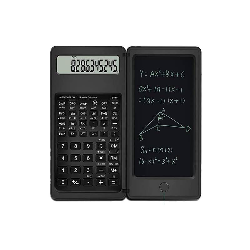 Calculadora científica RH S9-2 con panel de escritura a mano, calculadora solar plegable de 12 dígitos, ideal para la escuela y la oficina, color blanco y negro (opción de regalo)_voghion.com