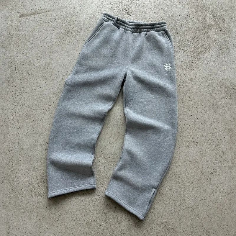 Herrenbekleidung Unisex-Jeanshose mit weitem Bein – Freizeithose mit gesticktem S-Logo (Streetwear-Essential)_voghion.com