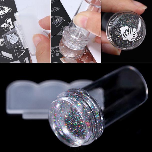 Conjuntos e kits de carimbos para arte em unhas, ferramenta de impressão a laser transparente com capa, carimbo com alça colorida, cabeça de carimbo a laser de silicone com cor fantasia_voghion.com
