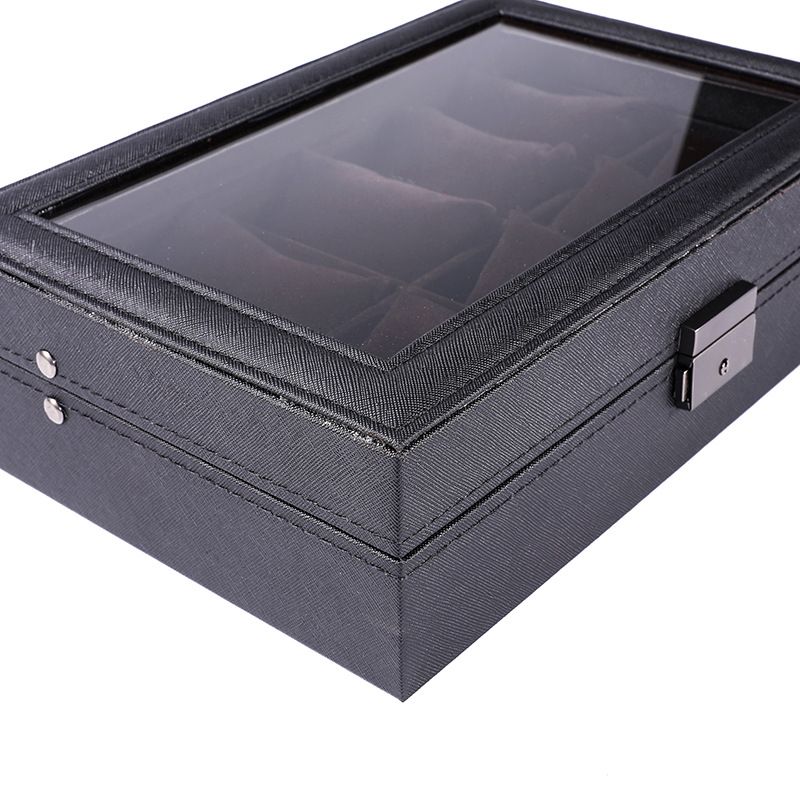 Watch Box 5-bit Premium PU Leather Plush Lock 10-bit Watch Box_voghion.com