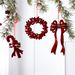 Burgundy Velvet Christmas Ornaments Set – Elegant Flocked Holiday Decor For Tree & Home (12 Styles: Deer, Bow, Snowflake & More)_voghion.com