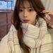 2025 Fall/Winter New Women's White Scarf Checkered Knit Warm Shawl_voghion.com
