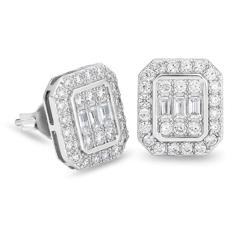 Men’s Jewelry Set Fashion Full Diamond Men's Hip Hop Earrings Micro Inlaid Zircon Trendy Geometric Earrings Hot Selling Ear Jewelry_voghion.com