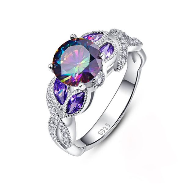 Creative colorful water drop oval zircon women's ring copper silver plated exquisite jewelry_voghion.com