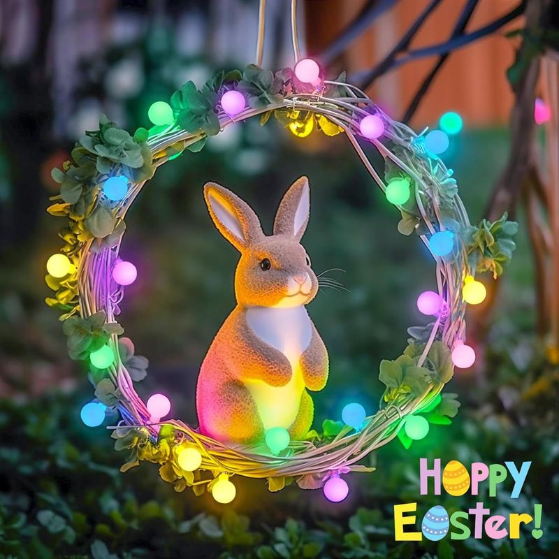 Led-lichtsnoerkleur, matte bal, paasdecoratie, kerstsfeer, batterijdoos, kleurlicht, knipperend licht_voghion.com