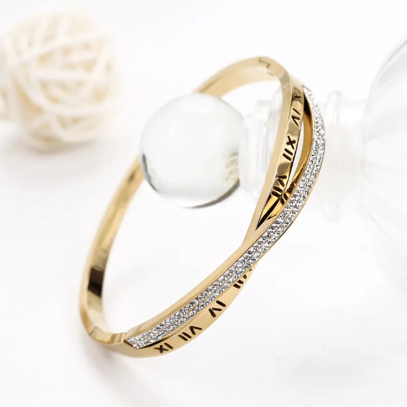 Roman Letters Titanium Steel Bracelet Hollow Female Letter Buckle Bracelet K Gold Star Bracelet_voghion.com