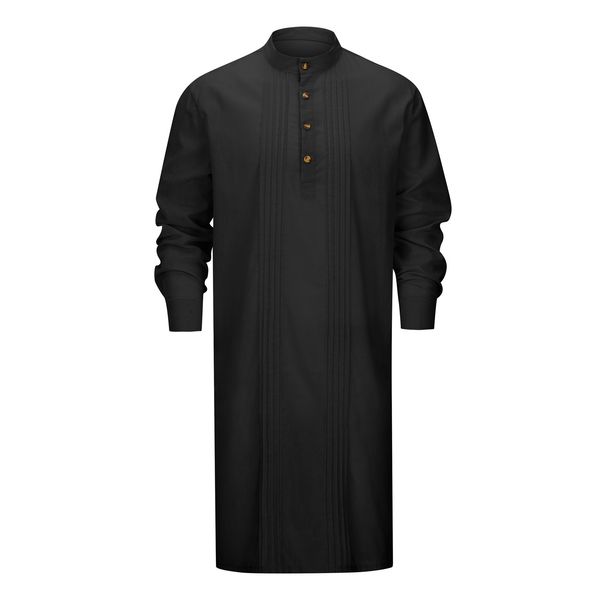Herrenbekleidung Mode Einfaches Langes Hemd Muslim Robe_voghion.com