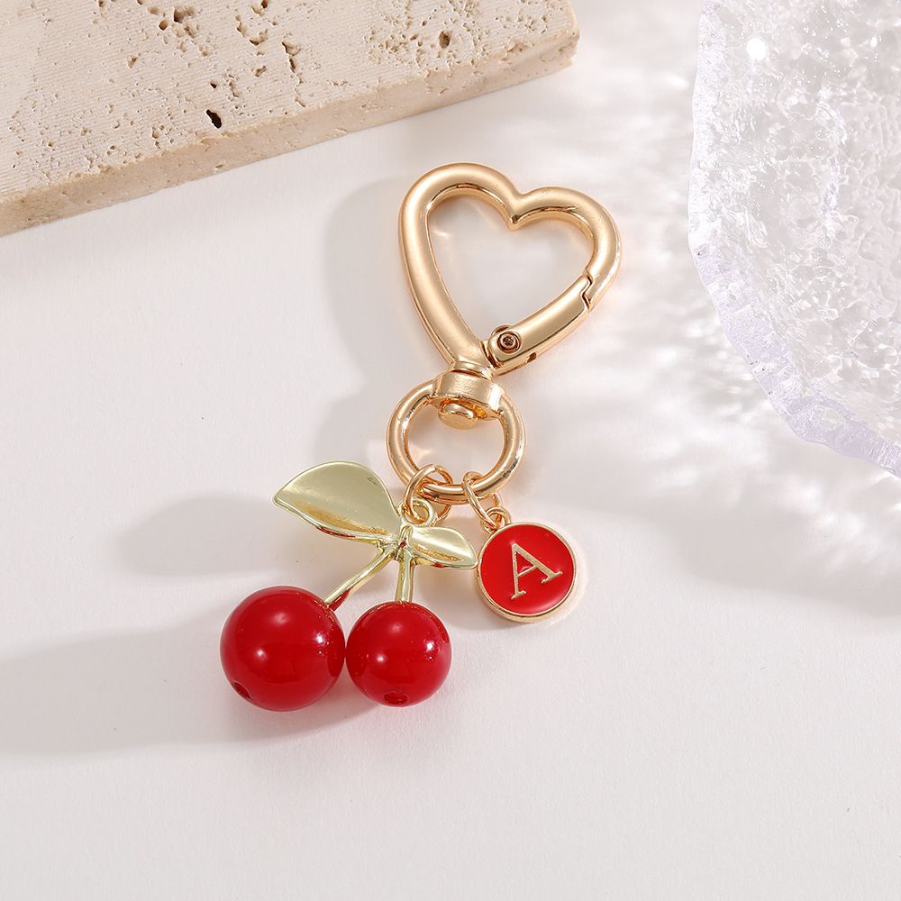 Porte-clés en forme de lettre, breloque en alliage, accessoire de sac, breloque cerise_voghion.com