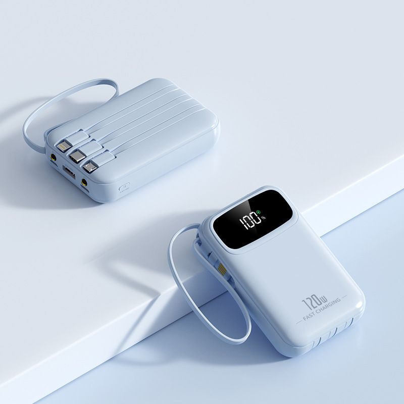 Powerbank o mocy 20000 mAh i mocy 120 W z superszybkim ładowaniem i wbudowanym kablem, z certyfikatem 3C, kompaktowa i przenośna ładowarka o dużej pojemności do iPhone'a, urządzeń z systemem Android i innych_voghion.com