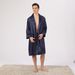 Cross-border European and American style summer men's imitation silk bathrobe silk long-sleeved nightgown men's summer plus size pajamas set_voghion.com