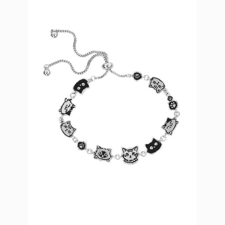 Graffiti Cat Women, Niche Design, Minimalist Style, High-end Feel, Pull Chain Bracelet For Women_voghion.com
