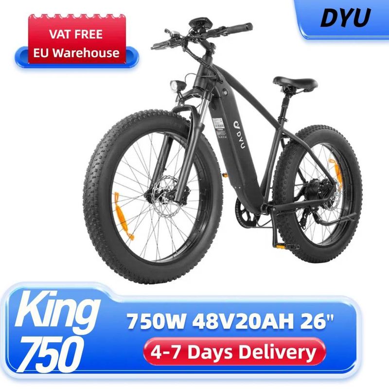 DYU King750 elektrijalgratas täiskasvanutele, 750 W 26-tolline rasvarehviga elektriline maastikujalgratas koos eemaldatava 48 V 20 Ah akuga, 7-käigulise kahe amortisaatoriga_voghion.com