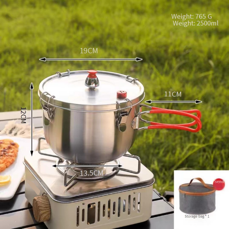 304 Stainless Steel Camping Pressure Cooker Portable Pot For High Altitude Cooking Lightweight Durable Perfect For Backpacking Hiking Outdoor_voghion.com