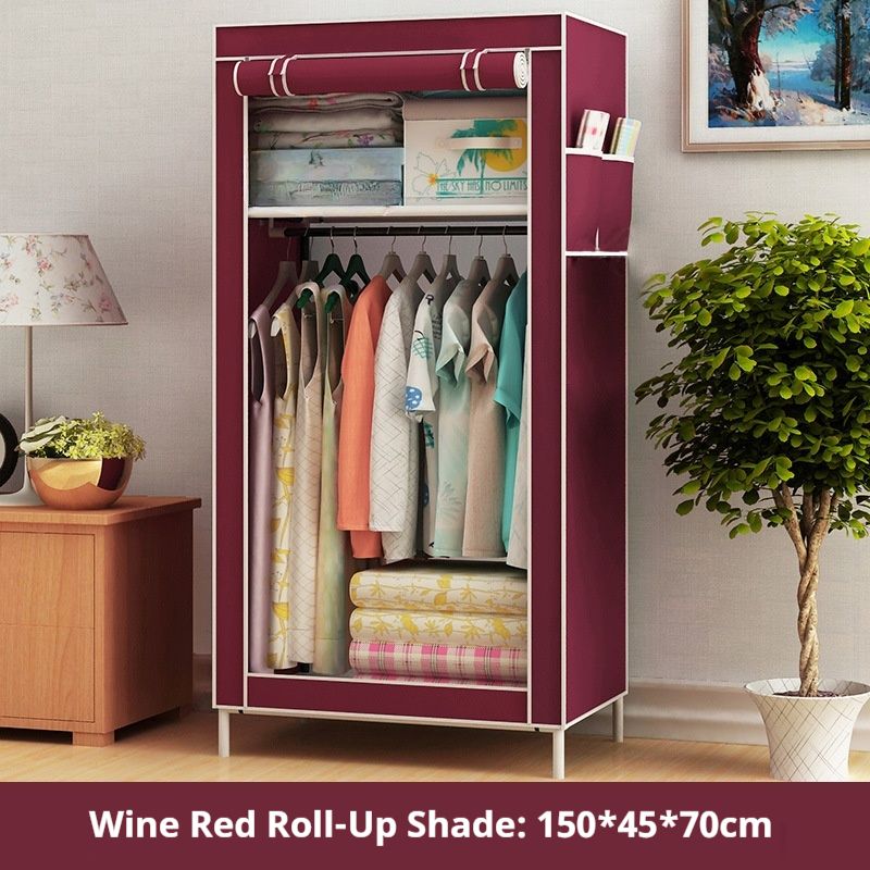 Heavy-Duty Fabric Wardrobe With Reinforced Metal Frame, 150x70x45cm Portable Closet For Dorm, Apartment & Small Spaces (Multiple Colors & Styles)​_voghion.com