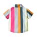 Kinderkleding regenboog gestreepte korte mouwen shirt nieuwe aankomst kinder katoenen revers mode vest Koreaanse stijl jas baby_voghion.com