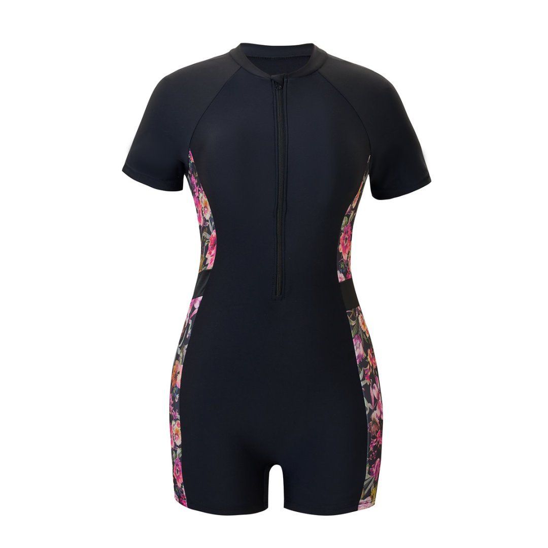 2025 Evropské a americké přeshraniční nové potápěčské plavky s krátkým rukávem, štíhlé konzervativní jednodílné plavky pro ženy_voghion.com