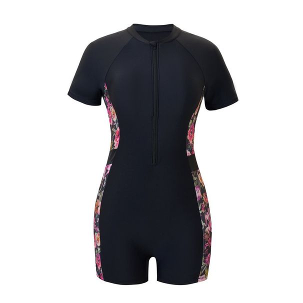 2025 Evropské a americké přeshraniční nové potápěčské plavky s krátkým rukávem, štíhlé konzervativní jednodílné plavky pro ženy_voghion.com