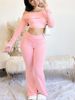 Ubrania damskie Słodki i pikantny styl Jednoramienny top Spodnie rozkloszowane Dwuczęściowy garnitur_voghion.com