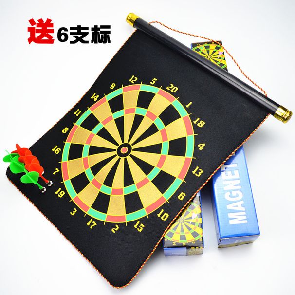 Doppelseitig beflocktes mittelgroßes 12-Zoll-Zielscheiben-Set für Kinder mit sicherem magnetischem Dartboard, inklusive 4 Darts_voghion.com