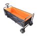 Big Large Capacity Folding Cart Extra Long Extender Wagon Cart Folding Wagon Garden Shopping Beach Cart (black + Orange)_voghion.com