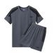 Sportswear set for men, made of polyester, ultra-thin summer clothing, high elasticity, casual, quick drying, men's two-piece set_voghion.com