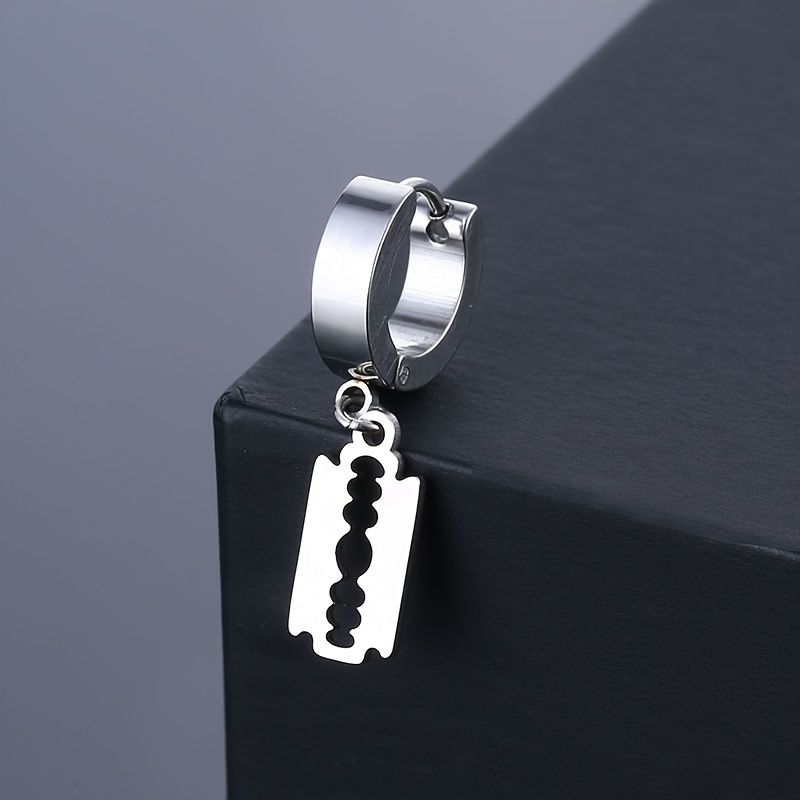 1pc Design Blade Pin Hoop Earrings Jewelry Gifts For Women Men Party Accessories Stainless Steel Punk Vintage Girls Piercing Earring_voghion.com