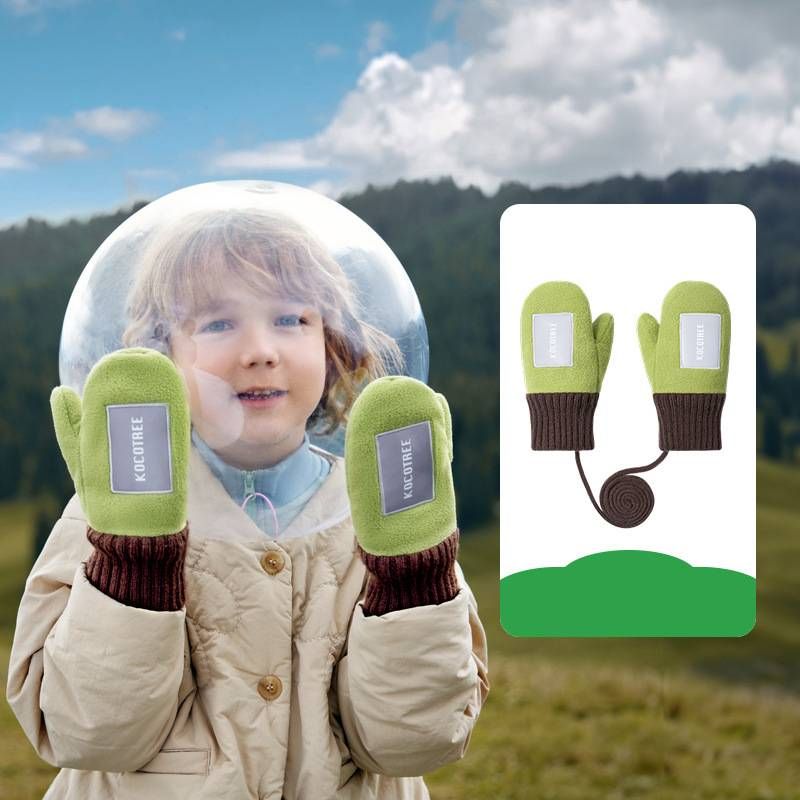 Mother & Kids Mittens Winter Gloves For Boys & Girls, Soft Acrylic Knit, Warm & Anti-Static, Unisex Toddler To School Age (1-12 Years), Solid Colors_voghion.com