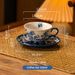 Blue Willow Ceramic Coffee Cup & Saucer Set – Hand-Painted Chinoiserie Floral Design, 220ml Vintage Tea Cup For Chinese Gongfu Tea & Espresso_voghion.com