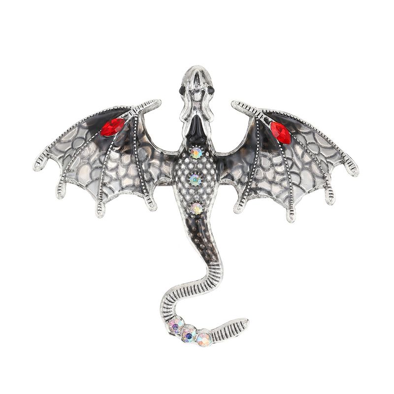 Broche de dragón esmaltado con gotas de aceite de color retro con explosiones, accesorio para traje de hombre y mujer_voghion.com