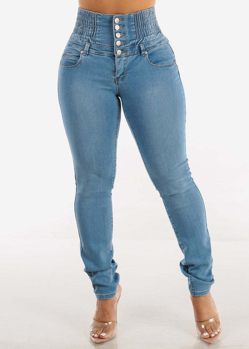 Blugi elastici cu talie înaltă și nasturi pentru femei, de primăvară, slim fit, slim fit, pantaloni lungi skinny cu ridicare a șoldurilor_voghion.com