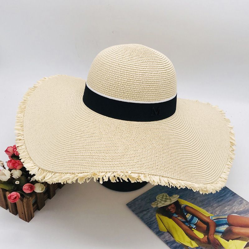 Braid big cornice hat big straw hat sun hat women's summer Korean version of tidal beach hat_voghion.com
