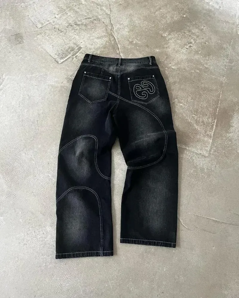 Men's Jeans Y2k Vintage Baggy For Men Hip Hop Distressed Retro Black Pants Oversized Haruku Gothic Wide Leg Trousers_voghion.com