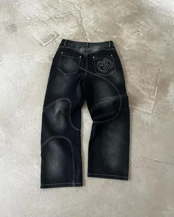Men's Jeans Y2k Vintage Baggy For Men Hip Hop Distressed Retro Black Pants Oversized Haruku Gothic Wide Leg Trousers_voghion.com