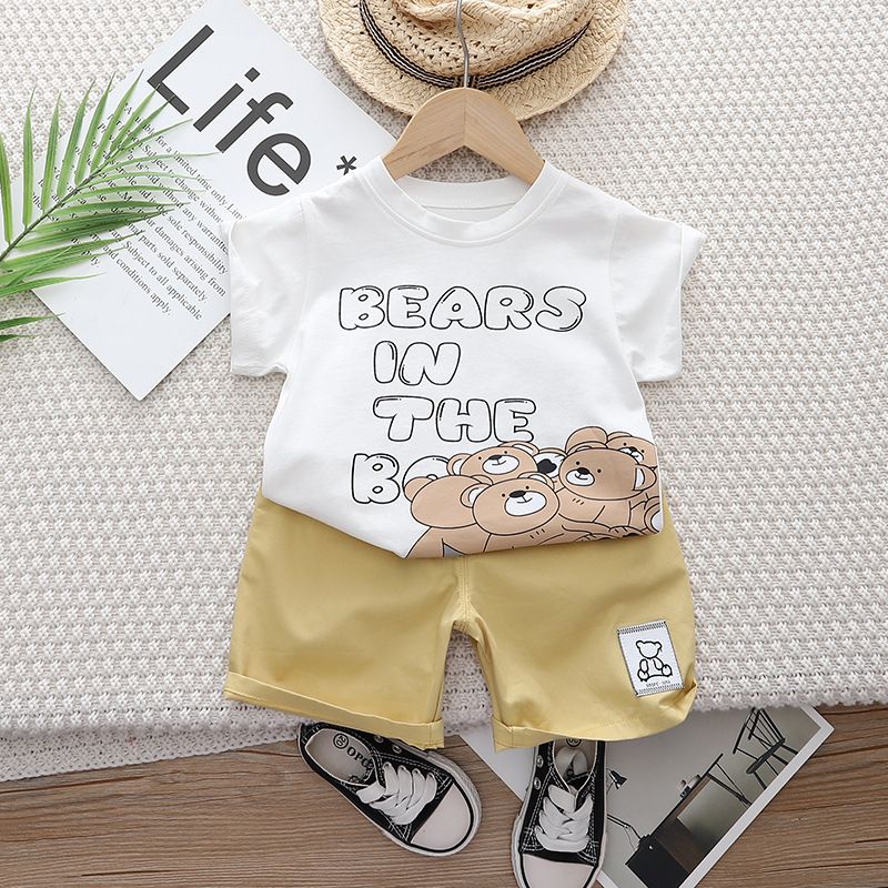 Zweiteiliges Sommerset für kleine und mittelgroße Jungen 2024 Neue Jungenboxbär Kurzarmbaby- und Kinderkleidung_voghion.com