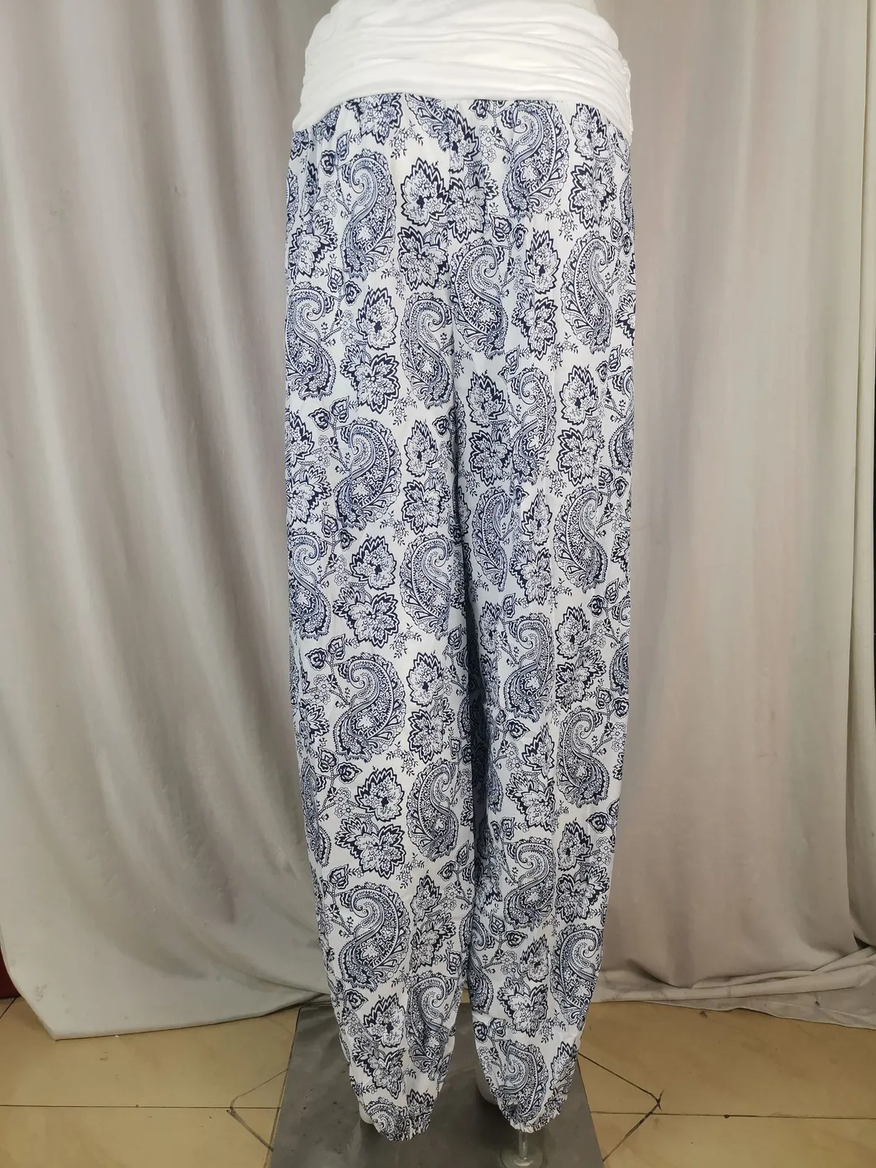Women's Clothing Digital Printing Long Wide Leg Pants Casual Pants Harem Pants_voghion.com