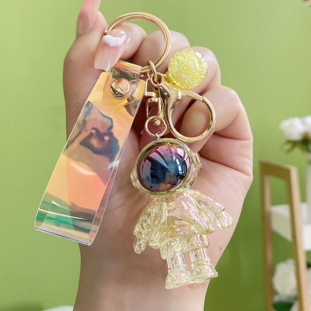 Nuovo portachiavi creativo colorato in cristallo con astronauta, portachiavi per auto, coppia, borsa carina, piccolo ciondolo_voghion.com