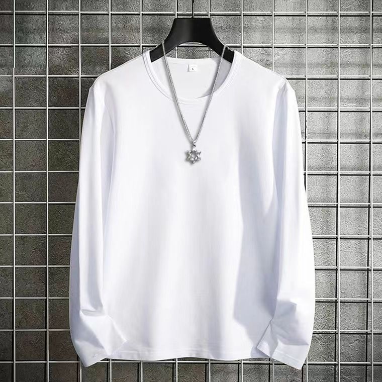 Férfi ruházat Bársony Plus bársony kerek nyakú varrás nélküli aljú ing őszi és téli stílusú egyszínű meleg hosszú ujjú póló férfi őszi felső_voghion.com