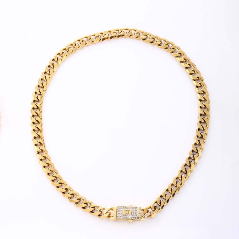 Collier chaîne cubaine entièrement en diamants, léger, luxueux, tendance, cool, dominant, design de personnalité, style_voghion.com